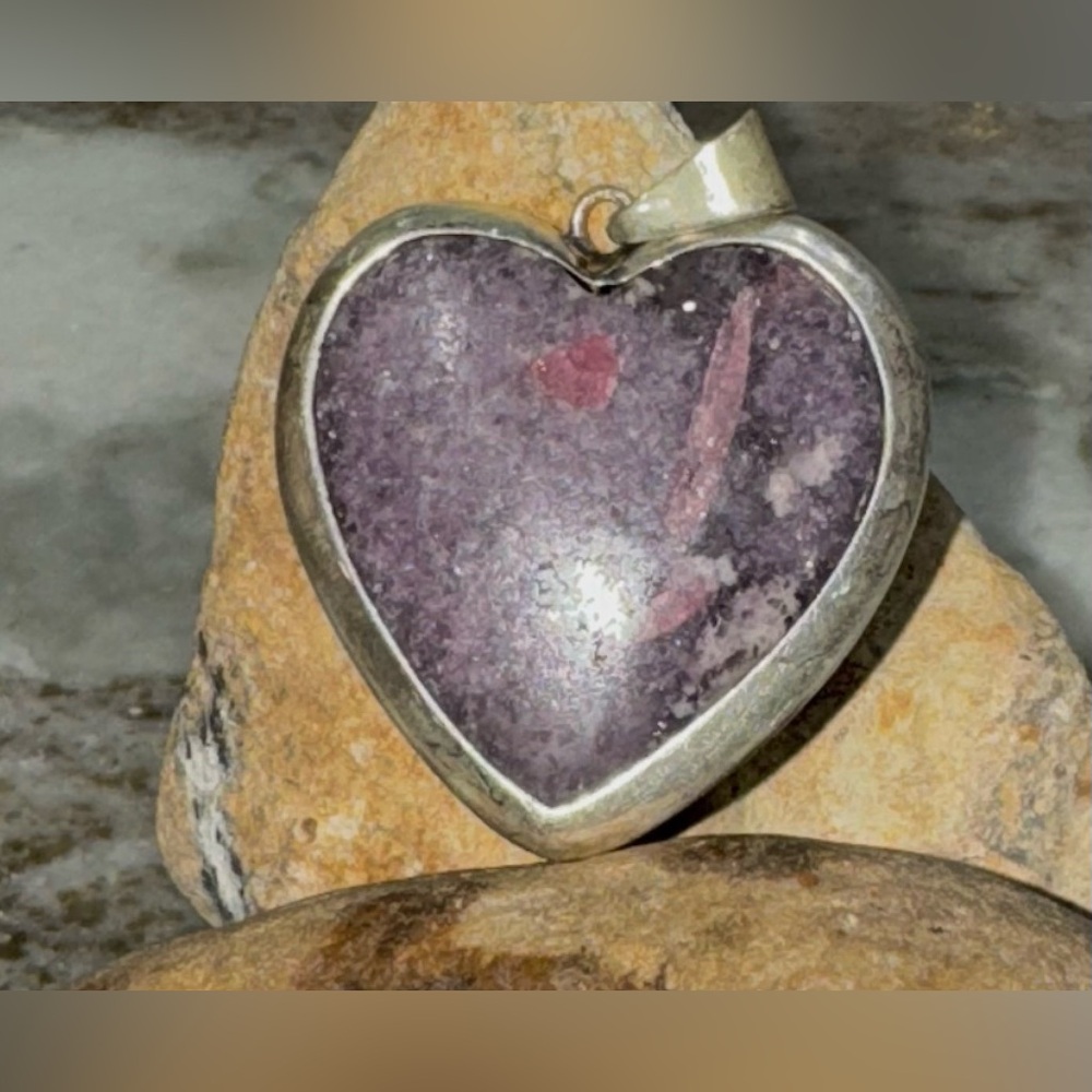 Lepidolite & Sterling Silver Heart Pendant